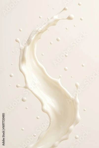 Obraz Milk Splash Isolated on Beige Background