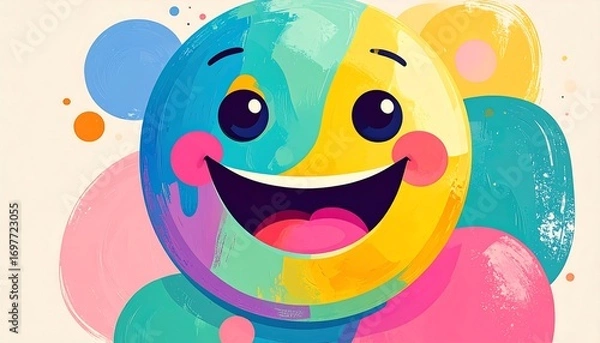 Obraz Happy face with colorful background