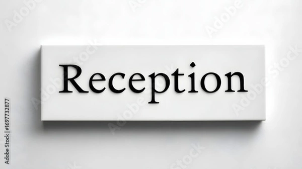 Obraz Reception sign isolated on white wall.