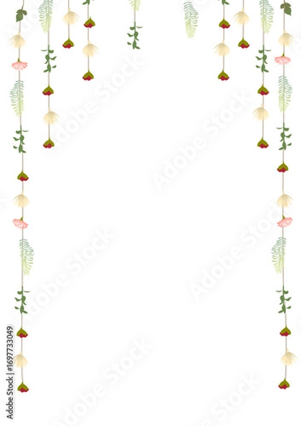 Obraz minimalis flower with leaves border isolated background
