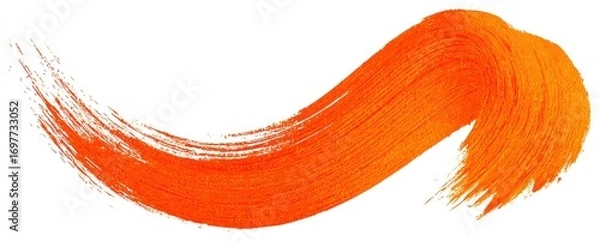 Fototapeta An isolated orange brushstroke with textured lines in a sweeping curve against a plain white background creates an artistic, dynamic visual element