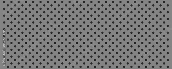 Fototapeta Pegboard peg board gray wall with circle dots, holes in geometric grid pattern. Perforated panel for hooks, diy construction. 
