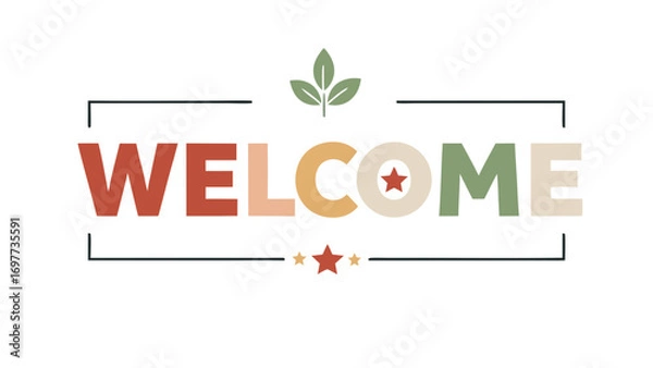 Obraz Aesthetic Welcome Sign Vector – Unique and Simple Colored Design