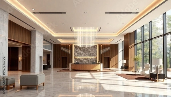 Obraz Luxurious Hotel Lobby with Modern Interior Design