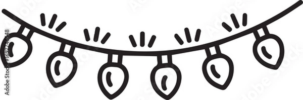 Fototapeta Hand drawn decorative string lights garland for festive celebrations and holiday ambiance with simple outline style transparent background