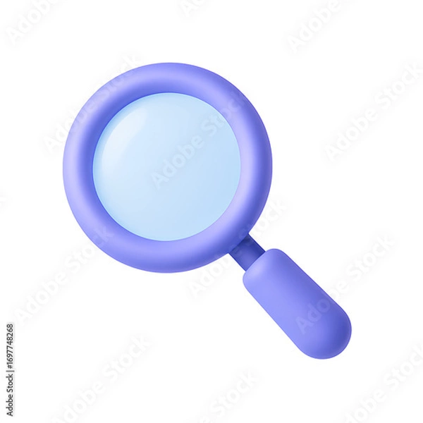 Obraz 3d purple magnifying glass icon isolated on transparent background