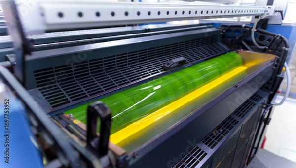 Fototapeta オフセット印刷機のインキ供給部のクローズアップ