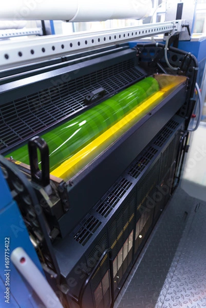 Fototapeta オフセット印刷機のインキ供給部のクローズアップ