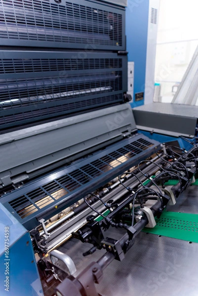 Fototapeta オフセット印刷機の給紙部のクローズアップ