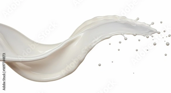 Obraz Dynamic Milk Splash Creamy White Liquid Swirl Background