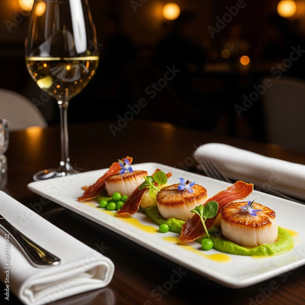 Fototapeta appetizer with salmon and caviar