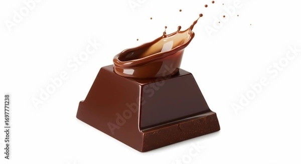 Obraz Delicious Chocolate Melted Dark Chocolate Pyramid with Splash