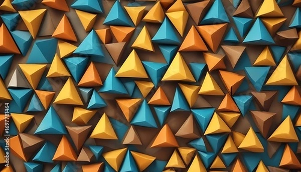 Fototapeta Colorful pattern of triangles is shown on the image