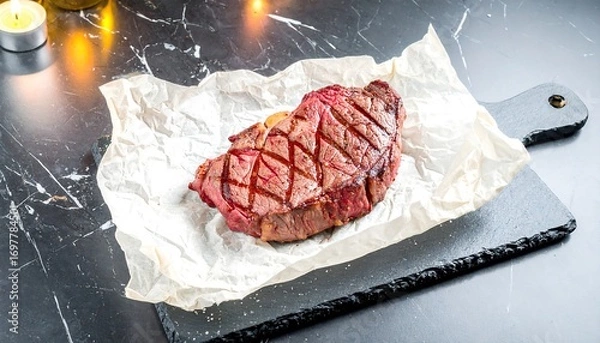 Obraz Grilled Steak on Slate Board