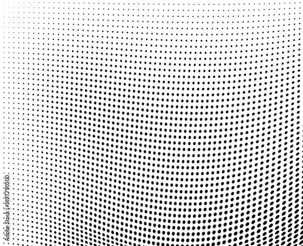 Fototapeta Abstract halftone wave dotted background. Halftone  grunge pattern with square.  Vector halftone modern pop art twisted texture for poster, cover, business card, postcard, art label layout, sticker.