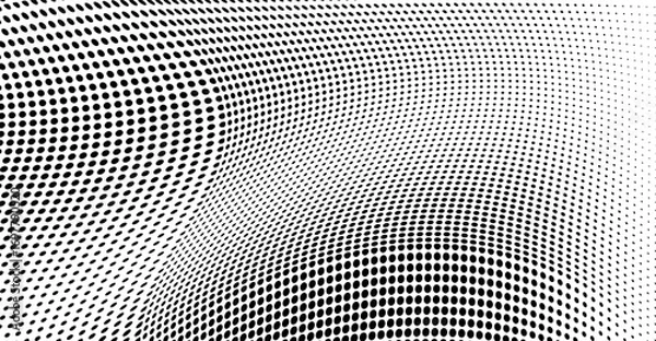 Fototapeta Abstract halftone wave dotted background. Halftone  grunge pattern with square.  Vector halftone modern pop art twisted texture for poster, cover, business card, postcard, art label layout, sticker.