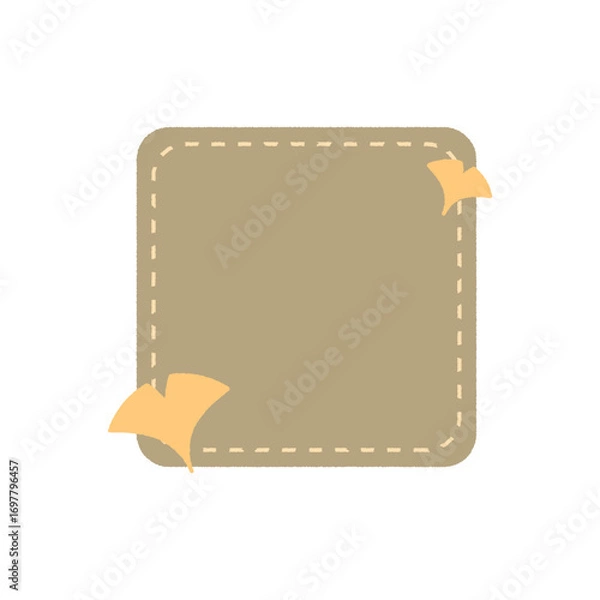 Fototapeta 秋っぽいイチョウの手描きイラスト角丸フレーム