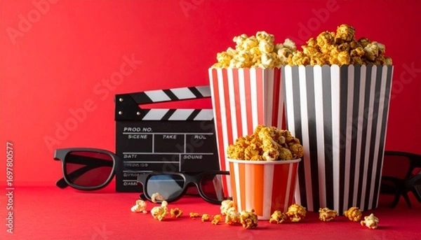 Obraz popcorn and movie tickets