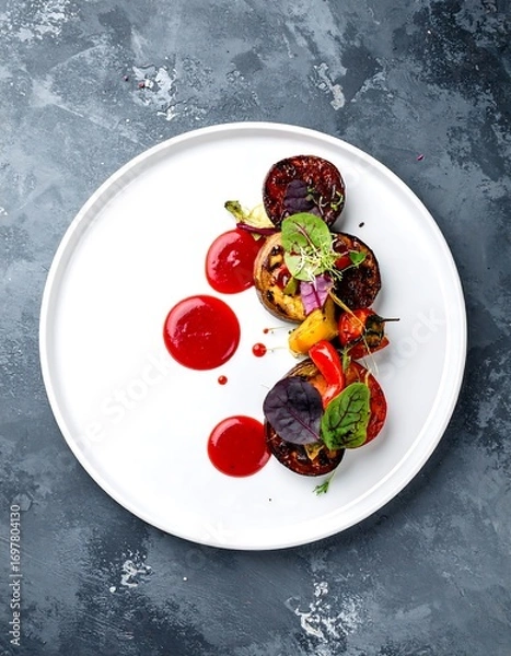 Obraz Grilled vegetable platter with sauce