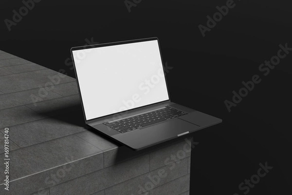 Obraz Blank laptop screen mockup with black background