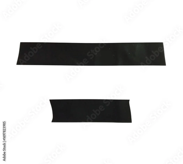 Fototapeta Black Silhouette of Two Strips of Tape on a Black Background adhesive