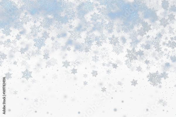 Obraz Light snow flurries drifting gently across the transparent background. Suitable for subtle winter effects in web or print design. Soft and elegant touch. PNG