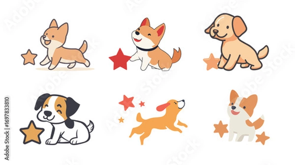 Fototapeta Vector illustration of a dog, simple cartoon pet design on white background