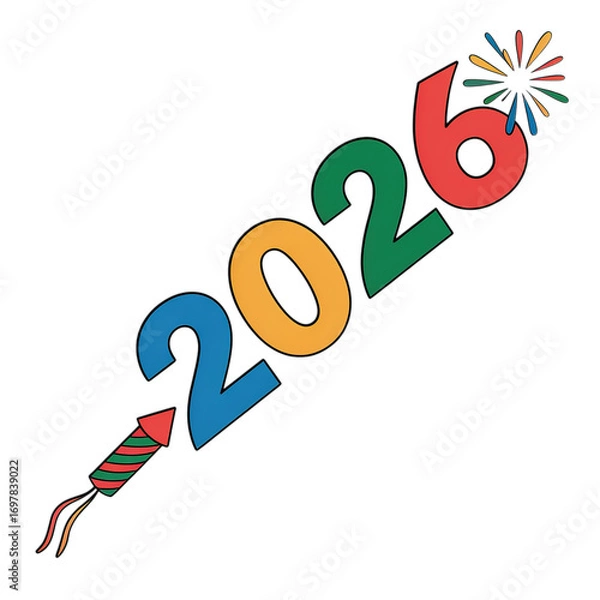 Fototapeta Celebrate 2026 with vibrant colors and festive fireworks for a bright and joyful New Year!