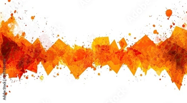 Obraz Abstract orange and white paint splatter background with geometric shapes