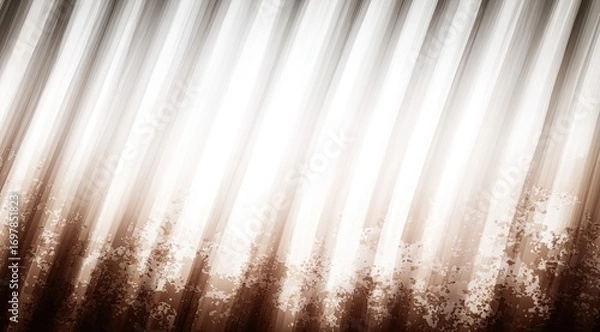 Obraz Diagonal stripes in light and dark brown, abstract background with blurry foliage