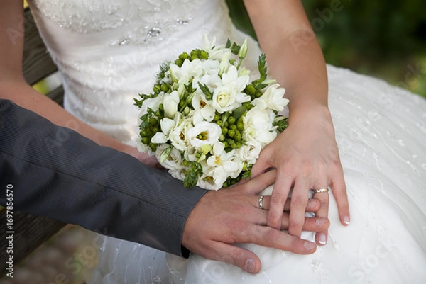 Obraz bounquet e mani con anelli