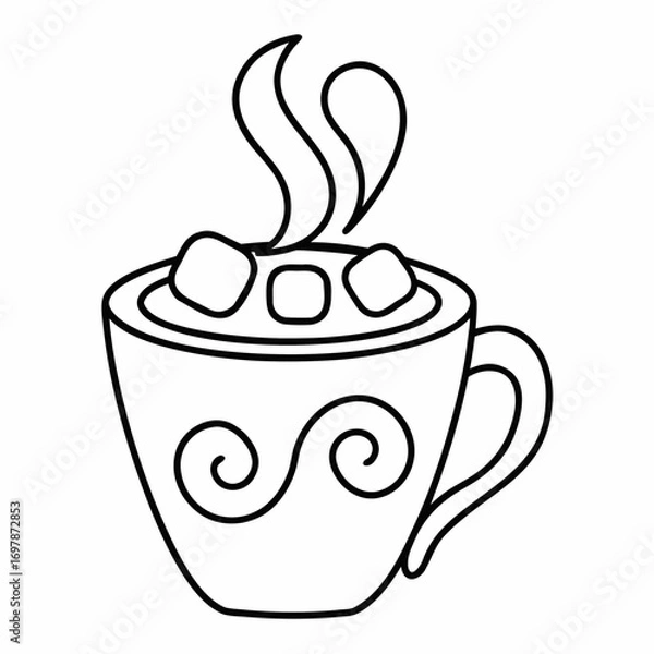 Fototapeta Cozy Hot Cocoa Line Art Vector