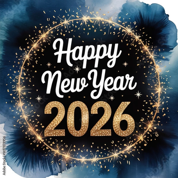 Fototapeta Celebrate New Year 2026 with a stunning, elegant design perfect for greetings and events