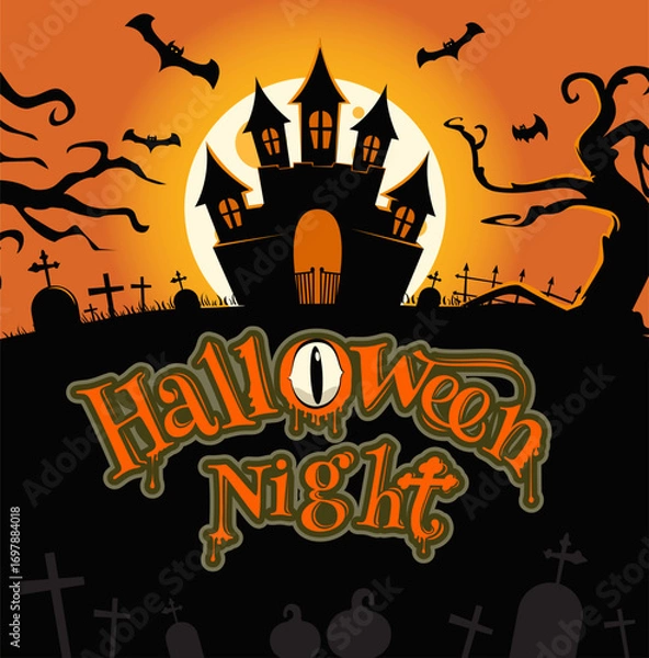 Obraz Halloween Night Artwork background template Vector illustration