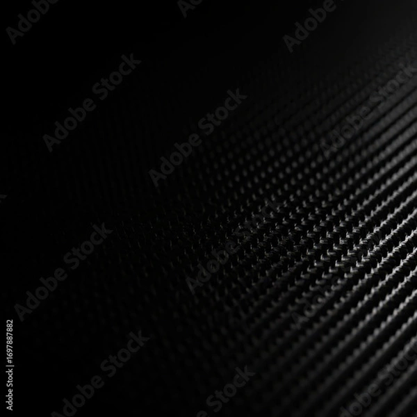 Fototapeta Close up of a dark carbon fiber surface showing the texture and weave pattern in a high resolution image