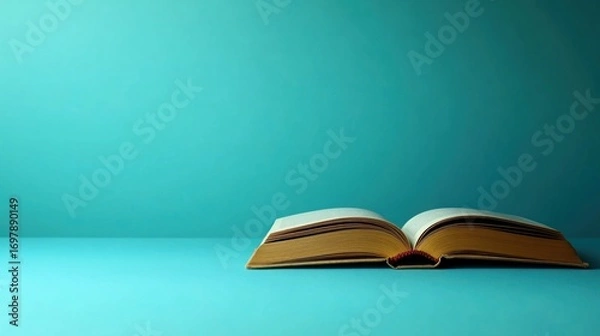 Obraz Open book on teal surface