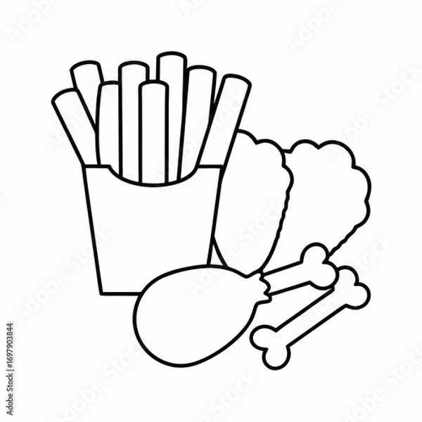 Fototapeta Crispy Snack Line Art Vector Design