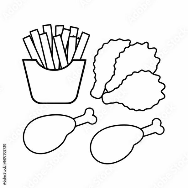 Fototapeta Crispy Snack Line Art Vector Design