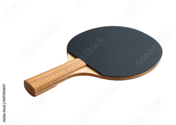 Fototapeta Ping Pong Paddle with Wooden Handle on Black table tennis racket