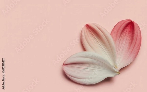 Fototapeta Closeup of flower petals on a pink background, creating a soft composition