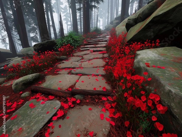 Fototapeta Flower Path in the Forest