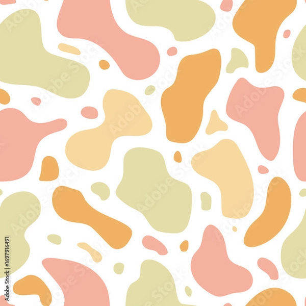 Fototapeta Seamless pattern with organic shapes in a pastel color palette. A stylish, trendy design