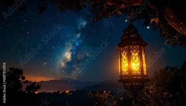 Obraz Night lantern under starry sky