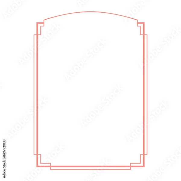 Fototapeta Pink elegant linear rectangular decorative vintage frame on transparent background