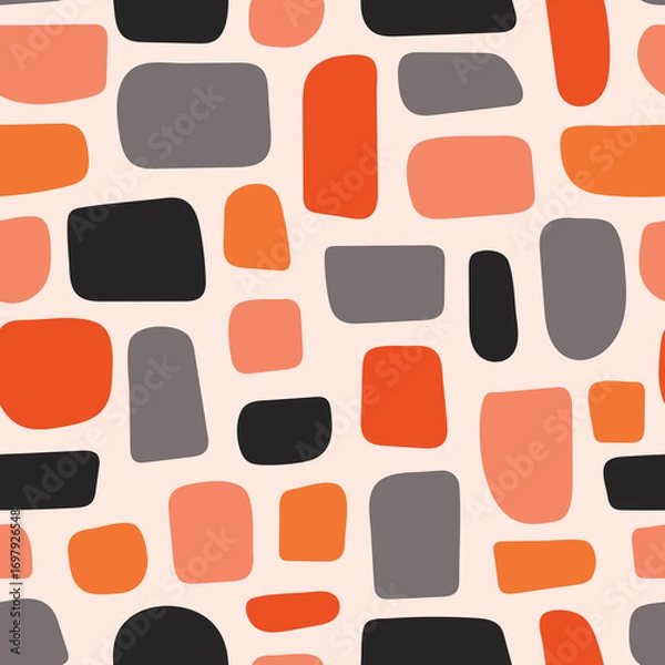 Fototapeta Seamless pattern with abstract shapes in a cool, modern color palette. A trendy design