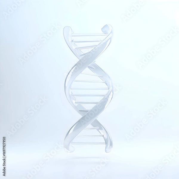 Fototapeta Translucent DNA Helix: Scientific Visualization on Light Blue Gradient Background.