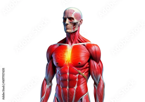 Fototapeta Inflamed Pectoralis Major. isolated on transparent or white background