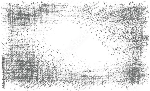 Fototapeta Abstract grunge scratch effect Overlay Monochrome  black and whit texture. old canvas pattern . Old damage Dirty grainy and scratches. vector design on transparent background.