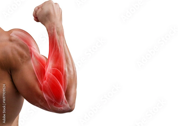 Fototapeta Inflamed Biceps Brachii (Turns slightly red). isolated on transparent or white background