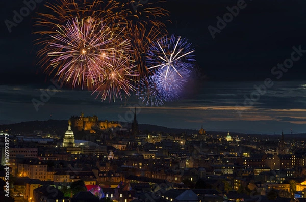 Obraz Fireworks Over Edinburgh City